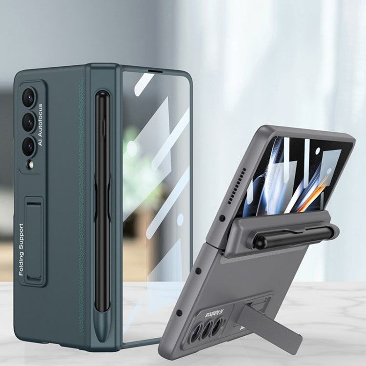 For Samsung Galaxy Z Fold4 GKK Magnetic Hinge Flip Phone Case with Holder & Pen Slot(Grey) - Galaxy Z Fold4 5G Cases by GKK | Online Shopping UK | buy2fix