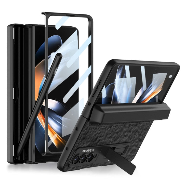 For Samsung Galaxy Z Fold4 GKK Integrated Magnetic Flip Plain Leather Phone Case with Pen Box(Cross Texture) - Galaxy Z Fold4 5G Cases by GKK | Online Shopping UK | buy2fix