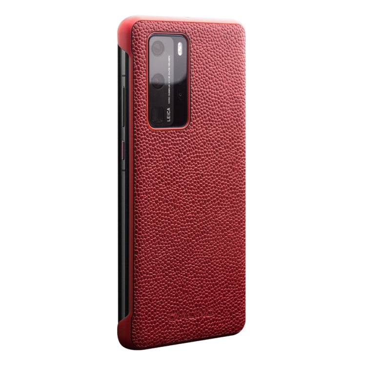 For Huawei P40 Pro QIALINO XiangNai Texture Side Window View Leather Phone Case(Red) - Huawei Cases by QIALINO | Online Shopping UK | buy2fix