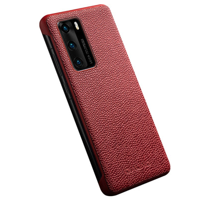 For Huawei P40 QIALINO XiangNai Texture Side Window View Leather Phone Case(Red) - Huawei Cases by QIALINO | Online Shopping UK | buy2fix