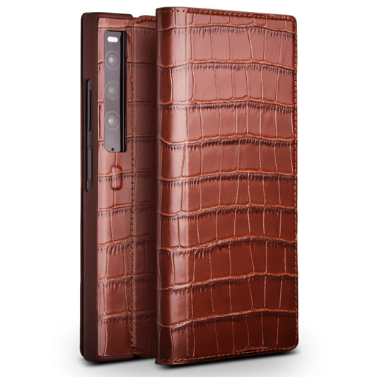 For Huawei Mate XS 2 QIALINO Crocodile Pattern Genuine Leather Phone Case(Brown) - Huawei Cases by QIALINO | Online Shopping UK | buy2fix