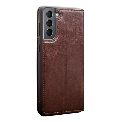 For Samsung Galaxy S21+ 5G QIALINO Genuine Leather Phone Case(Brown) - Galaxy S21+ 5G Cases by QIALINO | Online Shopping UK | buy2fix