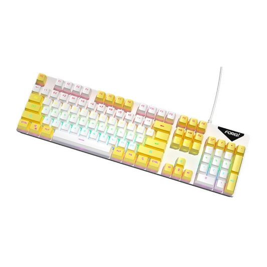 FOREV FVQ302 Mixed Color Wired Mechanical Gaming Illuminated Keyboard(White Yellow) - Wired Keyboard by buy2fix | Online Shopping UK | buy2fix