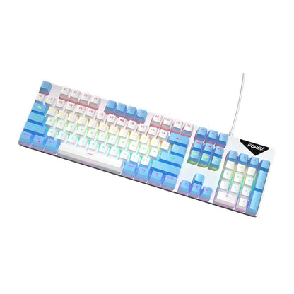 FOREV FVQ302 Mixed Color Wired Mechanical Gaming Illuminated Keyboard(White Blue) - Wired Keyboard by buy2fix | Online Shopping UK | buy2fix