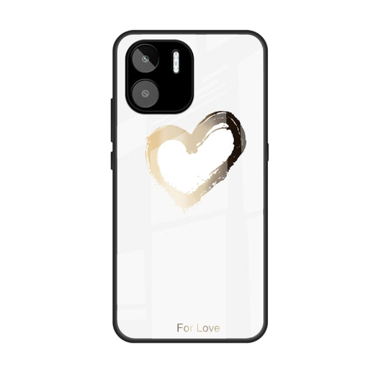 For Xiaomi Redmi A1 4G Colorful Painted Glass Phone Case(Golden Love) - Xiaomi Cases by buy2fix | Online Shopping UK | buy2fix