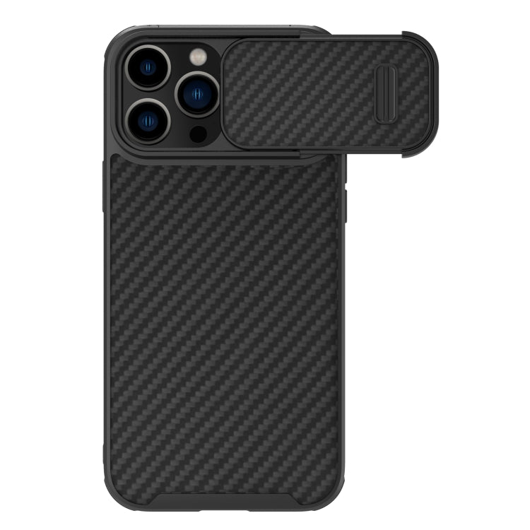 For iPhone 14 Pro NILLKIN Synthetic Fiber Camshield Magnetic Phone Case(Black) - iPhone 14 Pro Cases by NILLKIN | Online Shopping UK | buy2fix