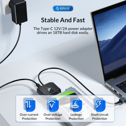 ORICO UTS1 USB 3.0 2.5-inch SATA HDD Adapter with 12V 2A Power Adapter, Cable Length:0.5m(EU Plug) - USB to IDE / SATA by ORICO | Online Shopping UK | buy2fix