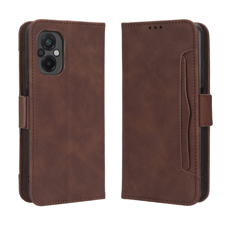 For Xiaomi Poco M5 Skin Feel Calf Texture Card Slots Leather Phone Case(Brown) - Poco M5 Cases by buy2fix | Online Shopping UK | buy2fix