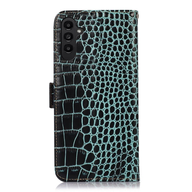 For Samsung Galaxy A14 5G Crocodile Top Layer Cowhide Leather Phone Case(Green) - Galaxy Phone Cases by buy2fix | Online Shopping UK | buy2fix