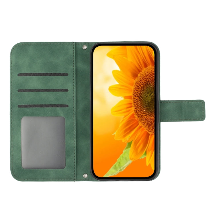 For Xiaomi 12 / 12X Skin Feel Sun Flower Pattern Flip Leather Phone Case with Lanyard(Green) - 12 Cases by buy2fix | Online Shopping UK | buy2fix