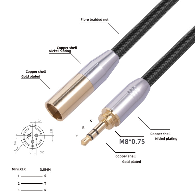 SB423M120-03 6.35mm + 3.5mm Male to Mini XLR 3pin Male Audio Cable, Length: 30cm - Consumer Electronics by buy2fix | Online Shopping UK | buy2fix