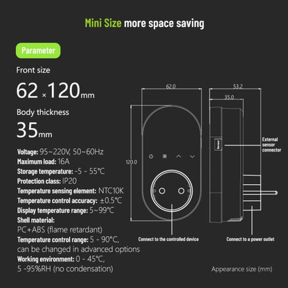 BHT12-E Plug-in LED Thermostat Without WiFi, EU Plug(White) - Consumer Electronics by buy2fix | Online Shopping UK | buy2fix