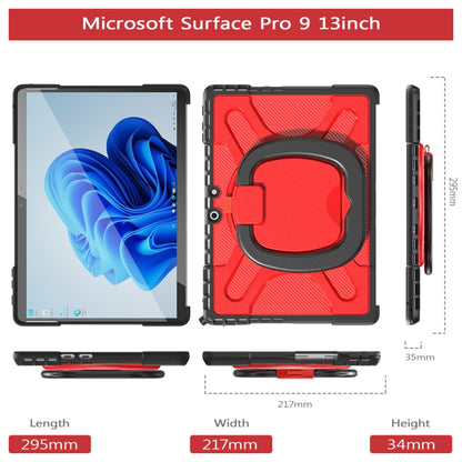 For MicroSoft Surface Pro 9 Handle Rotatable Kickstand Shockproof Tablet Case(Red) - Others by buy2fix | Online Shopping UK | buy2fix