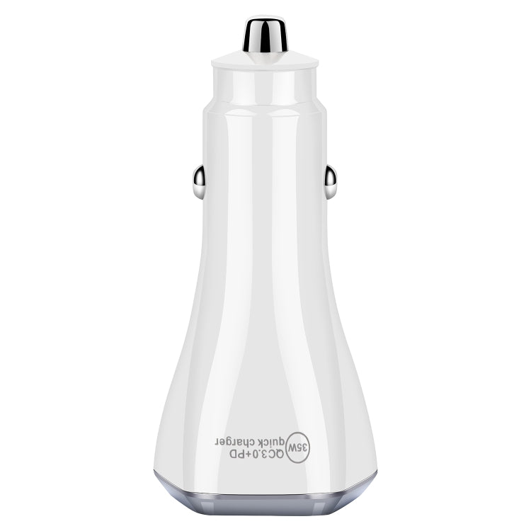 ACC-320PD 35W Dual USB+USB-C/Type-C Fast Charge Car Charger(White) - In Car by buy2fix | Online Shopping UK | buy2fix