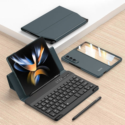 For Samsung Galaxy Z Fold4 GKK Magnetic Folding Bluetooth Keyboard Leather Case with Pen + Phone Case (Dark Green) - Samsung Keyboard by GKK | Online Shopping UK | buy2fix