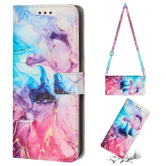 For Samsung Galaxy A14 5G Crossbody Painted Marble Pattern Leather Phone Case(Pink Purple) - Galaxy Phone Cases by buy2fix | Online Shopping UK | buy2fix