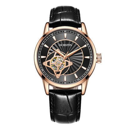 OCHSTIN 62001C Master Series Hollow Mechanical Men Watch(Gold-Black) - Leather Strap Watches by OCHSTIN | Online Shopping UK | buy2fix