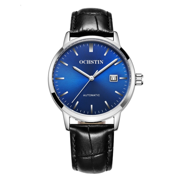 OCHSTIN 62025C Master Series Date  Mechanical Men Watch(Black-Blue) - Leather Strap Watches by OCHSTIN | Online Shopping UK | buy2fix