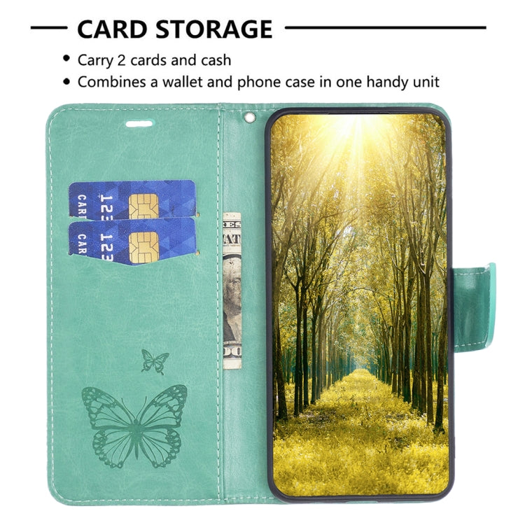 For Samsung Galaxy A54 5G Embossing Two Butterflies Pattern Leather Case(Green) - Galaxy Phone Cases by buy2fix | Online Shopping UK | buy2fix