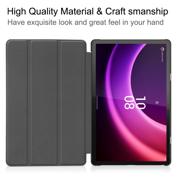 For Lenovo Tab P11 Gen 2 Custer Painted 3-Fold Holder Leather Smart Tablet Case(Lazy Cat) - For Lenovo by buy2fix | Online Shopping UK | buy2fix