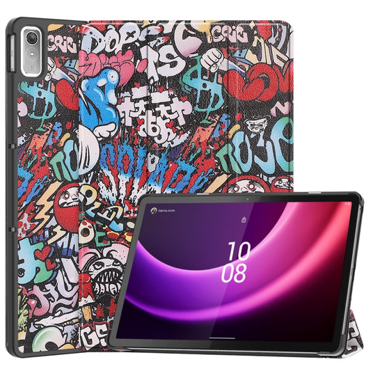 For Lenovo Tab P11 Gen 2 Custer Painted 3-Fold Holder Leather Smart Tablet Case(Graffiti) - For Lenovo by buy2fix | Online Shopping UK | buy2fix