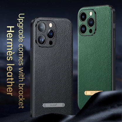 For iPhone 14 SULADA Famous Artisan Series Litchi Leather PC + TPU Phone Case(Dark Green) - iPhone 14 Cases by SULADA | Online Shopping UK | buy2fix