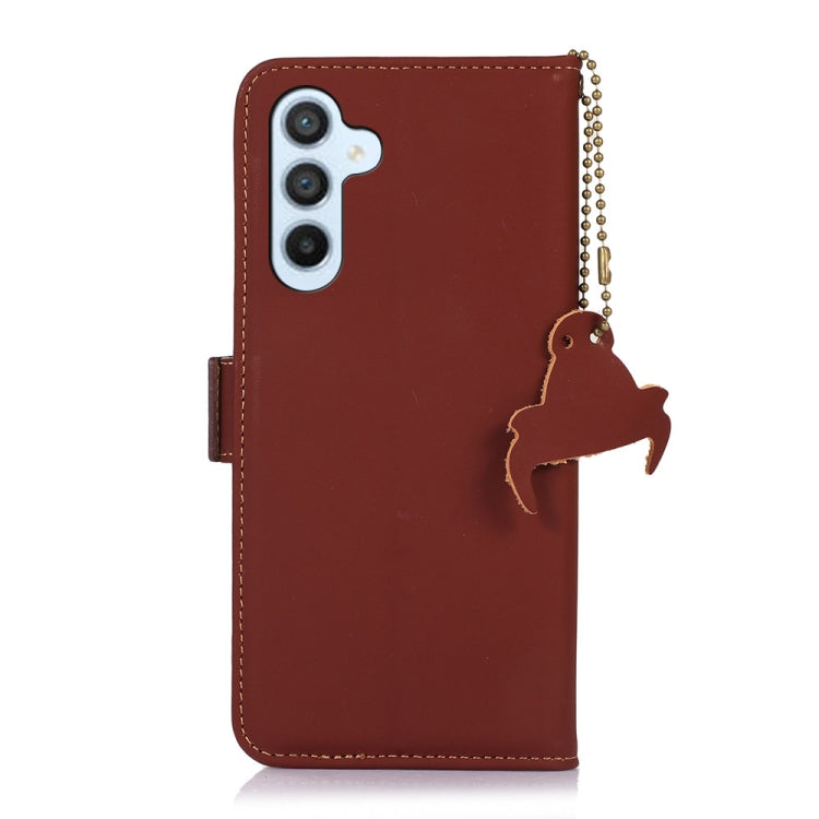 For Samsung Galaxy A54 5G Genuine Leather Magnetic RFID Leather Phone Case(Coffee) - Galaxy Phone Cases by buy2fix | Online Shopping UK | buy2fix