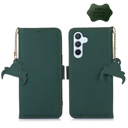 For Samsung Galaxy S23+ 5G Genuine Leather Magnetic RFID Leather Phone Case(Green) - Galaxy S23+ 5G Cases by buy2fix | Online Shopping UK | buy2fix