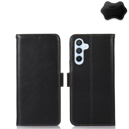 For Samsung Galaxy A54 5G Crazy Horse Top Layer Cowhide Leather Phone Case(Black) - Galaxy Phone Cases by buy2fix | Online Shopping UK | buy2fix