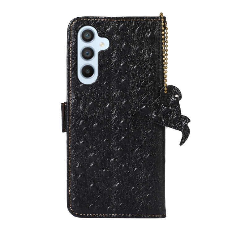 For Samsung Galaxy A54 5G Ostrich Pattern Genuine Leather RFID Phone Case(Black) - Galaxy Phone Cases by buy2fix | Online Shopping UK | buy2fix