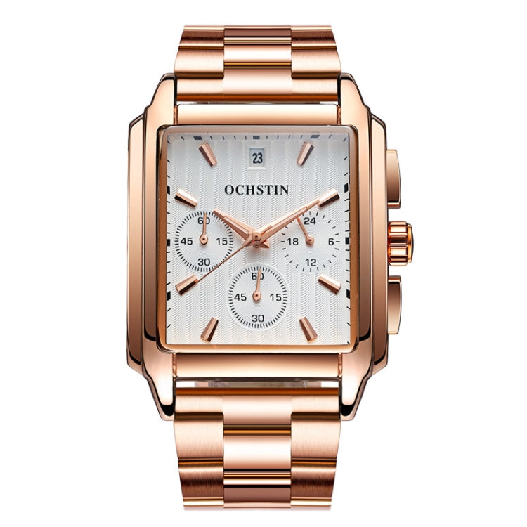 OCHSTIN 7240 Multifunctional Quartz Waterproof Steel Strap Men Watch(Rose Gold+White) - Metal Strap Watches by OCHSTIN | Online Shopping UK | buy2fix