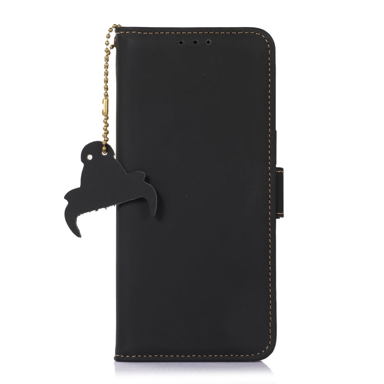 For Samsung Galaxy A04e Genuine Leather Magnetic RFID Leather Phone Case(Black) - Galaxy Phone Cases by buy2fix | Online Shopping UK | buy2fix