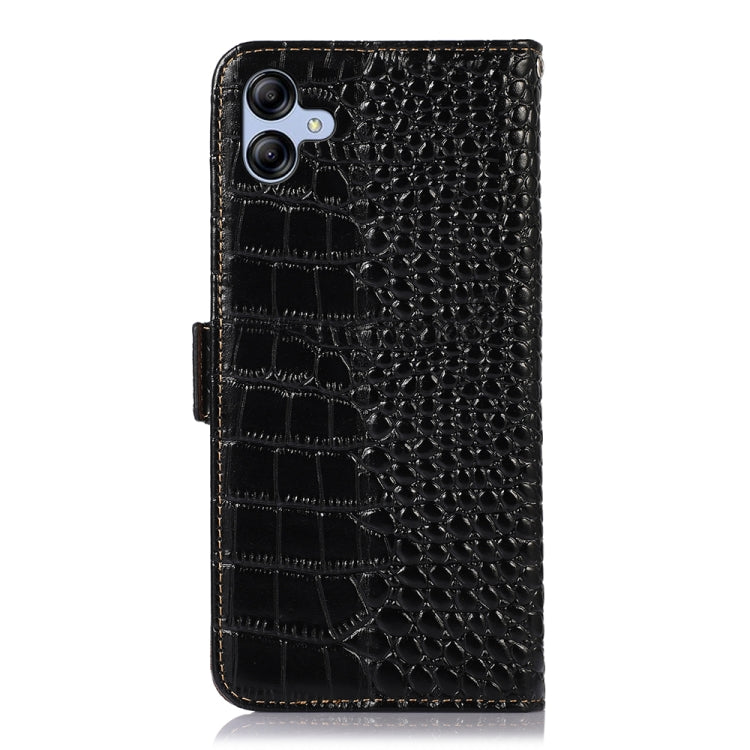 For Samsung Galaxy A04e Crocodile Top Layer Cowhide Leather Phone Case(Black) - Galaxy Phone Cases by buy2fix | Online Shopping UK | buy2fix