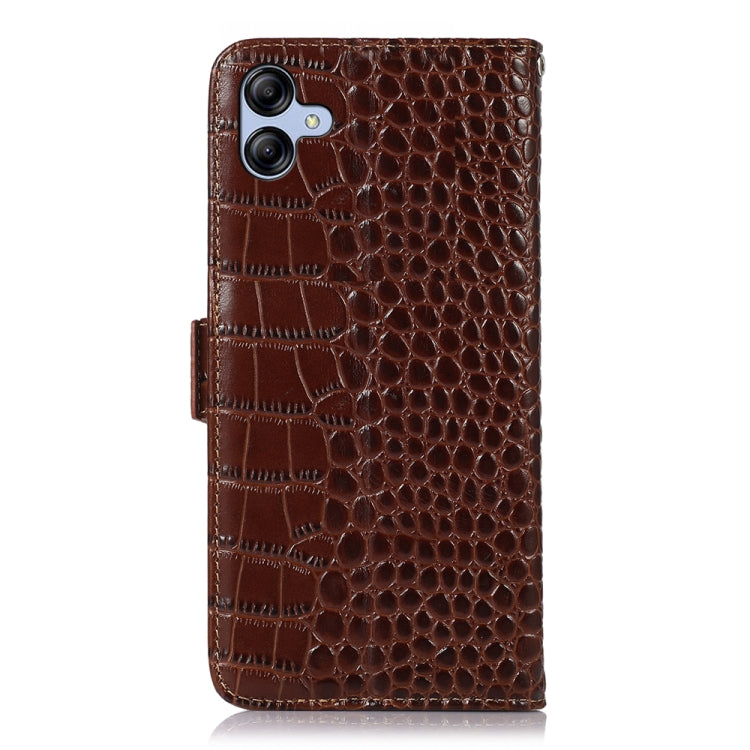 For Samsung Galaxy A04e Crocodile Top Layer Cowhide Leather Phone Case(Brown) - Galaxy Phone Cases by buy2fix | Online Shopping UK | buy2fix