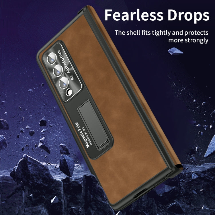 For Samsung Galaxy Z Fold3 5G Napa Texture All-inclusive Phone Case(Brown) - Galaxy Phone Cases by buy2fix | Online Shopping UK | buy2fix