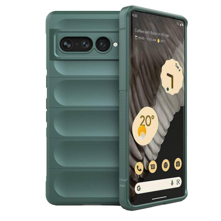 For Google Pixel 7 Pro Magic Shield TPU + Flannel Phone Case(Dark Green) - Google Cases by buy2fix | Online Shopping UK | buy2fix