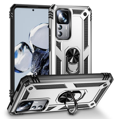 For Xiaomi 12T / 12T Pro Shockproof TPU + PC Phone Case with Holder(Silver) - Xiaomi Cases by buy2fix | Online Shopping UK | buy2fix