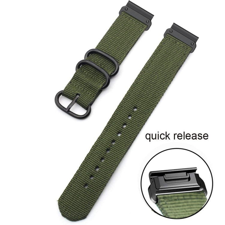 For Garmin Fenix 7 Three-ring Steel Buckle Nylon Watch Band(Army Green) - Watch Bands by buy2fix | Online Shopping UK | buy2fix