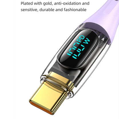 USAMS Type-C to Type-C PD100W Aluminum Alloy Transparent Digital Display Fast Charge Data Cable, Cable Length:1.2m(Purple) - USB-C & Type-C Cable by USAMS | Online Shopping UK | buy2fix