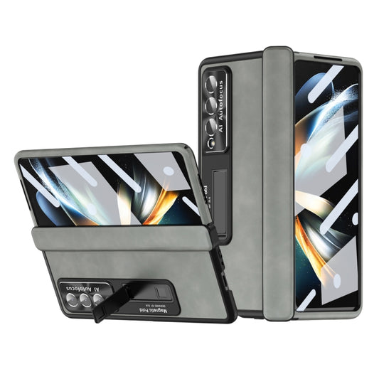 For Samsung Galaxy Z Fold4 Napa Pattern All-inclusive Magnetic Phone Case(White) - Galaxy Z Fold4 5G Cases by buy2fix | Online Shopping UK | buy2fix