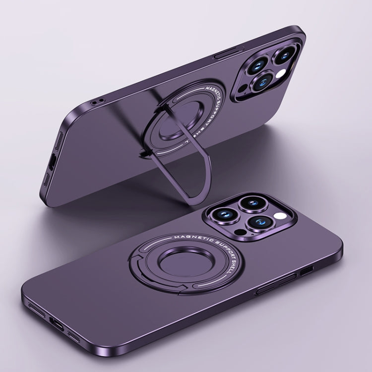 For iPhone 13 Pro Max Matte Magsafe Magnetic Phone Case with Trolley Holder(Night Purple) - iPhone 13 Pro Max Cases by buy2fix | Online Shopping UK | buy2fix