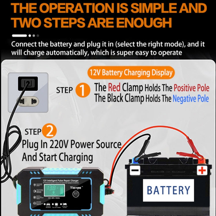 Motorcycle / Car Battery Smart Charger with LCD Creen, Plug Type:EU Plug(Blue) - In Car by buy2fix | Online Shopping UK | buy2fix