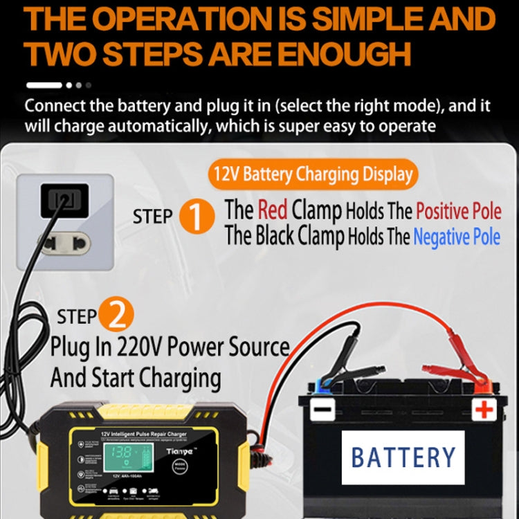 Motorcycle / Car Battery Smart Charger with LCD Creen, Plug Type:AU Plug(Yellow) - In Car by buy2fix | Online Shopping UK | buy2fix