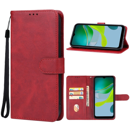 For Motorola Moto E13 Leather Phone Case(Red) - Motorola Cases by buy2fix | Online Shopping UK | buy2fix