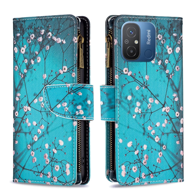 For Xiaomi Redmi 12C Colored Drawing Pattern Zipper Leather Phone Case(Plum Blossom) - Xiaomi Cases by buy2fix | Online Shopping UK | buy2fix