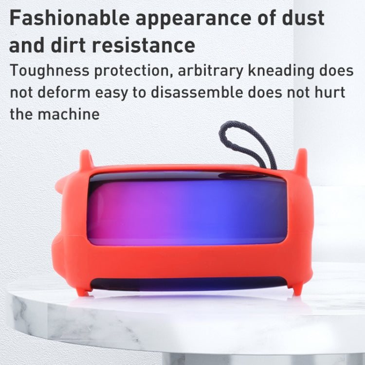 For JBL Pulse 5 Colorful Light Effect Bluetooth Speaker Silicone Case with Shoulder Strap(Red) - Protective Case by buy2fix | Online Shopping UK | buy2fix