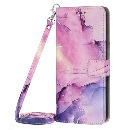 For Xiaomi Redmi Note 12 Global / Poco X5 5G Crossbody Painted Marble Pattern Leather Phone Case(Purple) - Note 12 Cases by buy2fix | Online Shopping UK | buy2fix