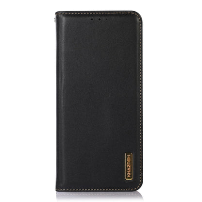 For Motorola Moto E13 4G 2023 KHAZNEH Nappa Top Layer Cowhide Leather Phone Case(Black) - Motorola Cases by buy2fix | Online Shopping UK | buy2fix