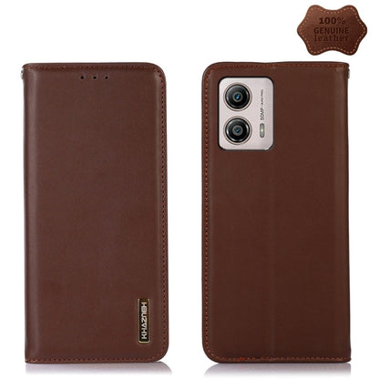 For Motorola Moto G53 5G KHAZNEH Nappa Top Layer Cowhide Leather Phone Case(Brown) - Motorola Cases by buy2fix | Online Shopping UK | buy2fix