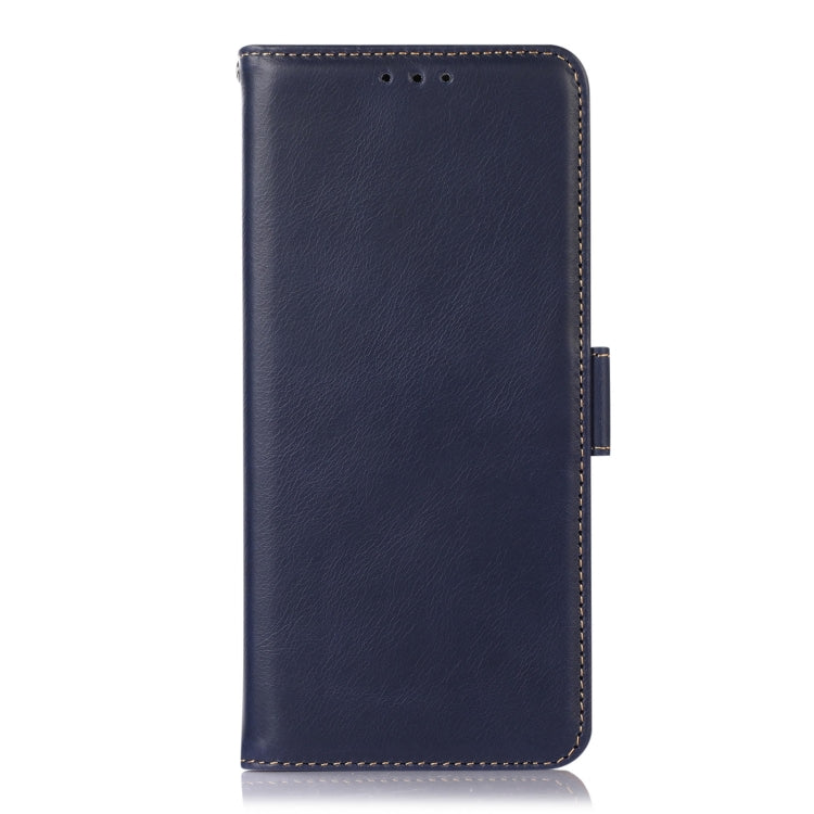 For Motorola Moto G53 5G Crazy Horse Top Layer Cowhide RFID Leather Phone Case(Blue) - Motorola Cases by buy2fix | Online Shopping UK | buy2fix